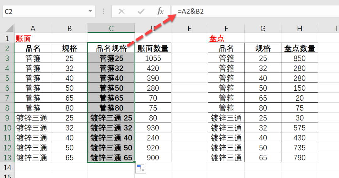 Excel库存表盘点核对的小技巧！