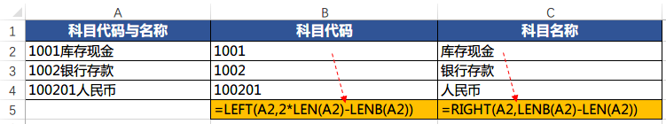 Excel中会计科目代码与名称拆分，这三种方法帮你快速实现！