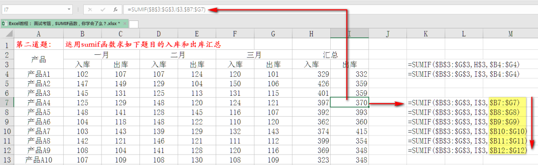 Excel教程： 面试考题，SUMIF函数，你学会了么？