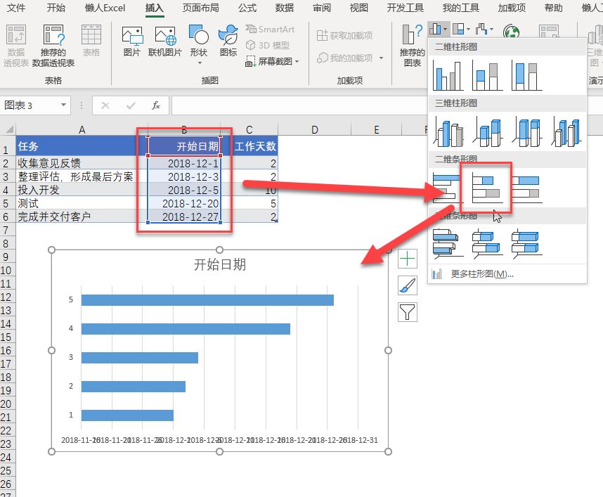 复习 | Excel 制作甘特图教程（图表法）