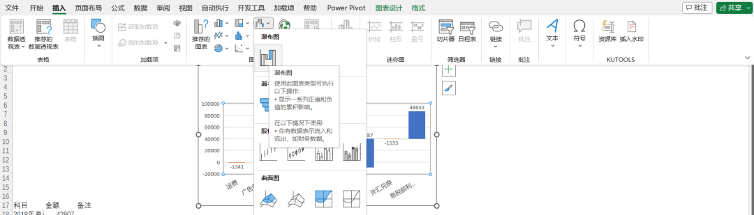 在 Excel 中制作瀑布图的两种方法