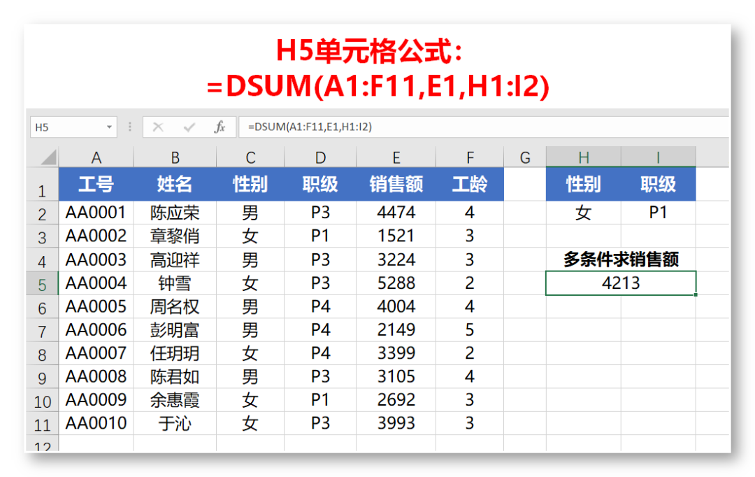 Excel教程：D系列数据库函数的用法