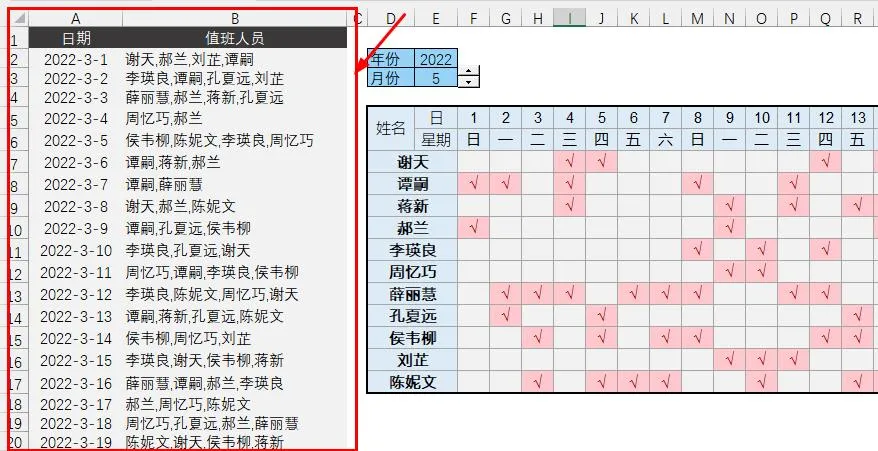 一个值班表，用到你退休